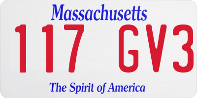 MA license plate 117GV3