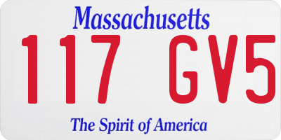 MA license plate 117GV5