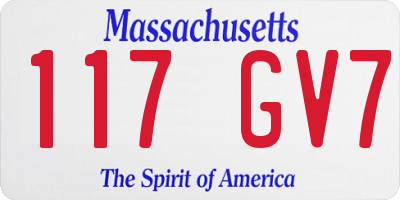 MA license plate 117GV7