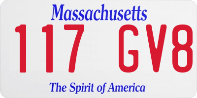 MA license plate 117GV8