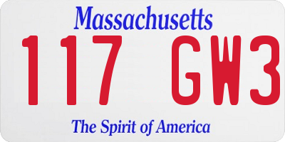 MA license plate 117GW3