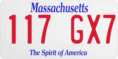 MA license plate 117GX7