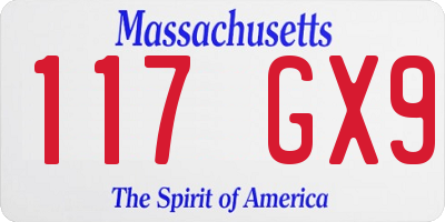 MA license plate 117GX9