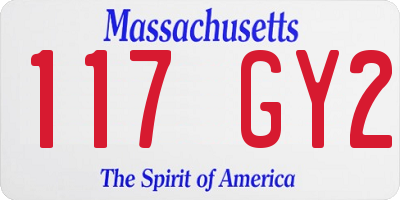 MA license plate 117GY2
