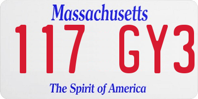 MA license plate 117GY3