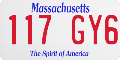 MA license plate 117GY6