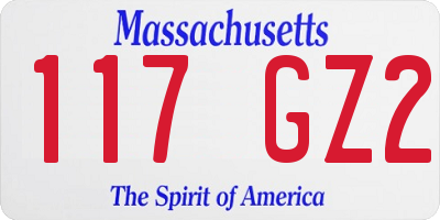 MA license plate 117GZ2