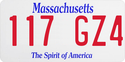 MA license plate 117GZ4