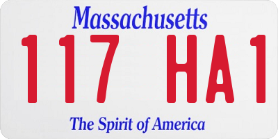 MA license plate 117HA1