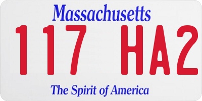 MA license plate 117HA2