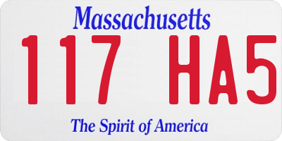 MA license plate 117HA5
