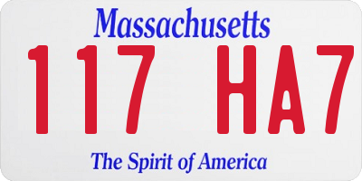 MA license plate 117HA7