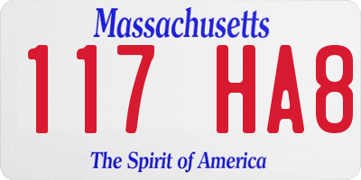 MA license plate 117HA8