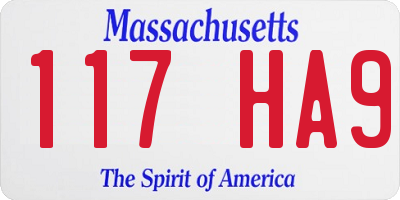 MA license plate 117HA9