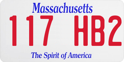 MA license plate 117HB2