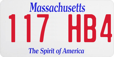MA license plate 117HB4