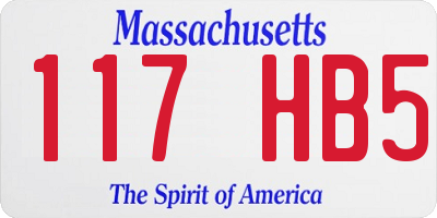 MA license plate 117HB5