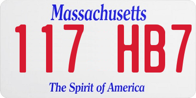 MA license plate 117HB7