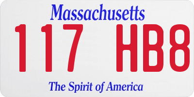 MA license plate 117HB8