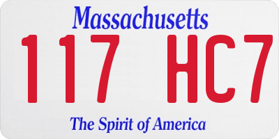 MA license plate 117HC7