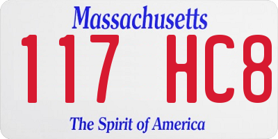 MA license plate 117HC8