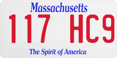 MA license plate 117HC9