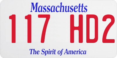 MA license plate 117HD2