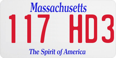 MA license plate 117HD3