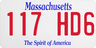 MA license plate 117HD6