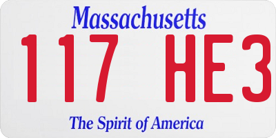 MA license plate 117HE3