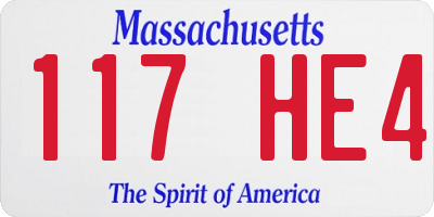 MA license plate 117HE4