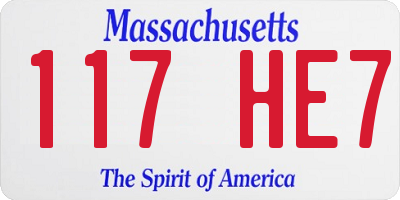 MA license plate 117HE7