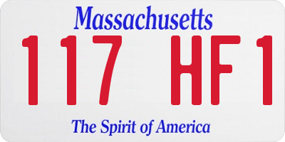 MA license plate 117HF1