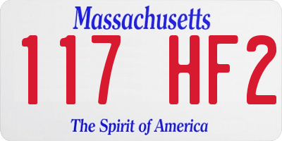 MA license plate 117HF2