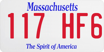 MA license plate 117HF6