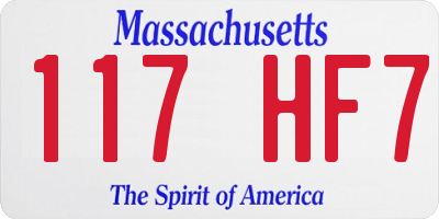 MA license plate 117HF7