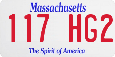 MA license plate 117HG2