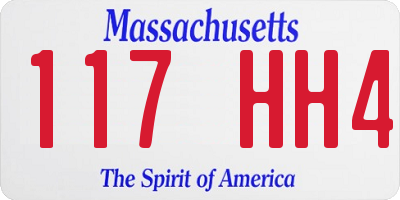 MA license plate 117HH4