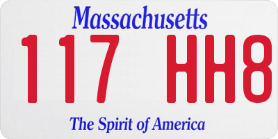 MA license plate 117HH8