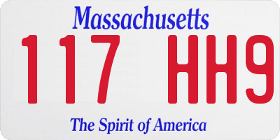 MA license plate 117HH9