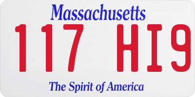 MA license plate 117HI9