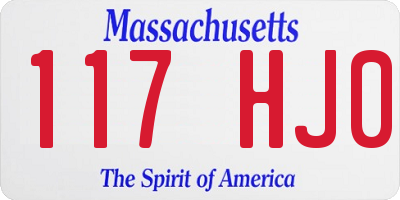 MA license plate 117HJ0