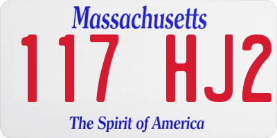 MA license plate 117HJ2