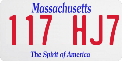 MA license plate 117HJ7
