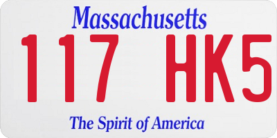 MA license plate 117HK5
