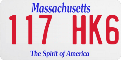 MA license plate 117HK6