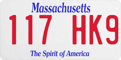 MA license plate 117HK9