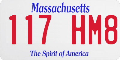 MA license plate 117HM8