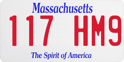 MA license plate 117HM9