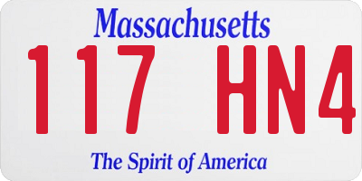 MA license plate 117HN4